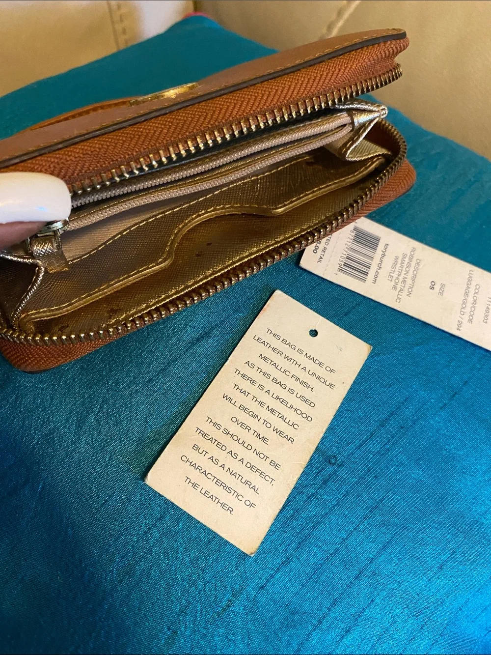 Tory Burch Luggage Brown Zip-Around Wristlet Phone Case